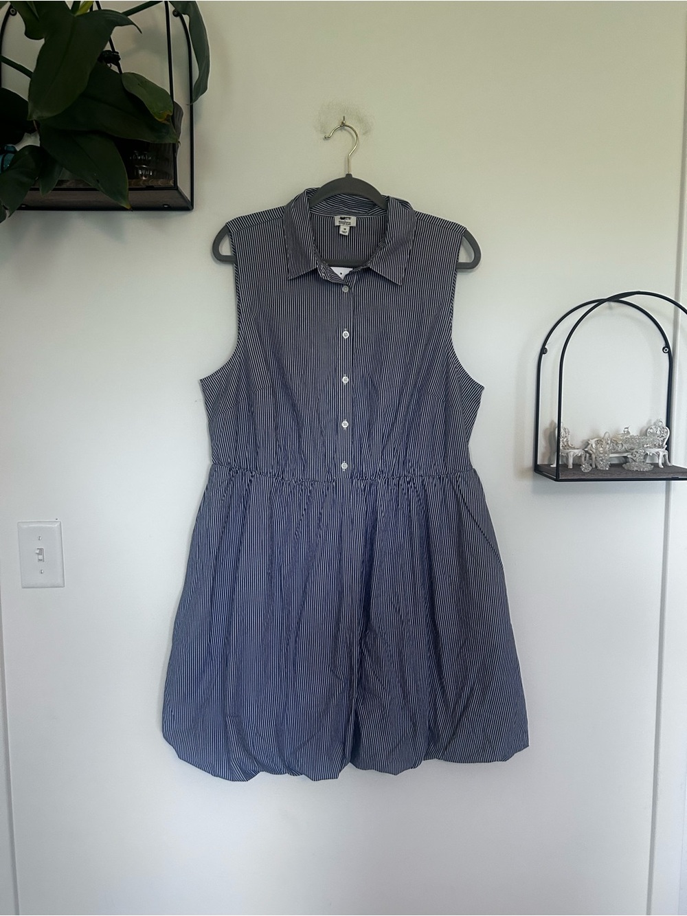 NWT J.Crew Factory Striped Bubble Hem Mini Shirt Dress Sleeveless Size 18